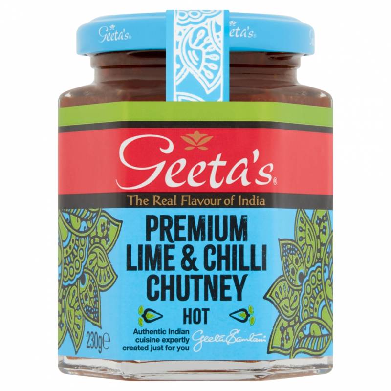 Geeta's Premium Lime & Chilli Chutney Hot - Chutney Citron vert et Piment Hot Geeta's Geeta's Premium Lime & Chilli Chutney Hot - Chutney Citron vert et Piment Hot Geeta's
